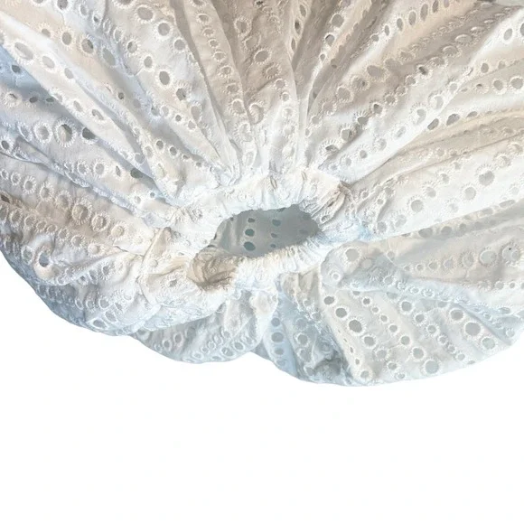 Noble 31 White Eyelet Bishop Sleeve Blouse V-Neck Cotton Size S - Picture 9 of 12